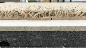 Pro Comfort Carpet Tile & ThermalDry® subfloor Closeup of Pro Comfort Basement Carpeting & ThermalDry® Insulated Decking