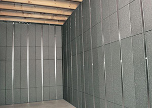 SilverGlo™ insulation and metal studs making up our Basement to Beautiful™ panels. Installed in Lexington.
